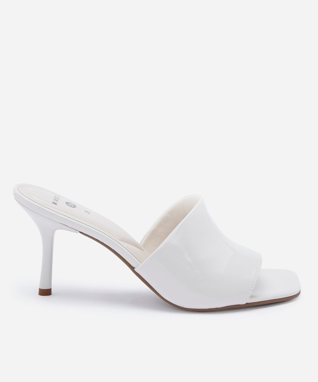 tamanco bico quadrado feminino salto alto mindset off white