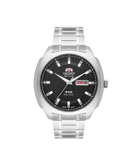 relógio masculino orient automático analógico calendário f49ss022 p1sx prateado UNICO