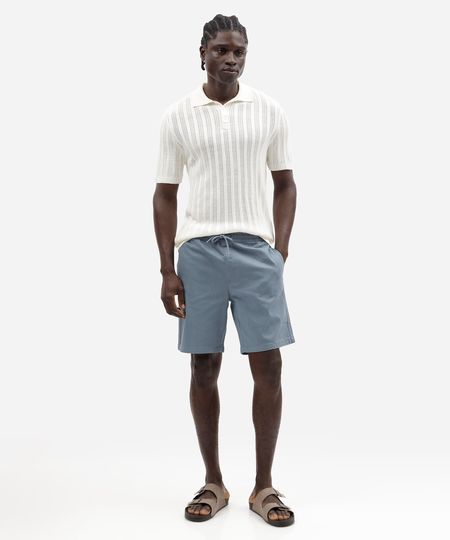 bermuda jogger masculina de sarja cós elástico azul M