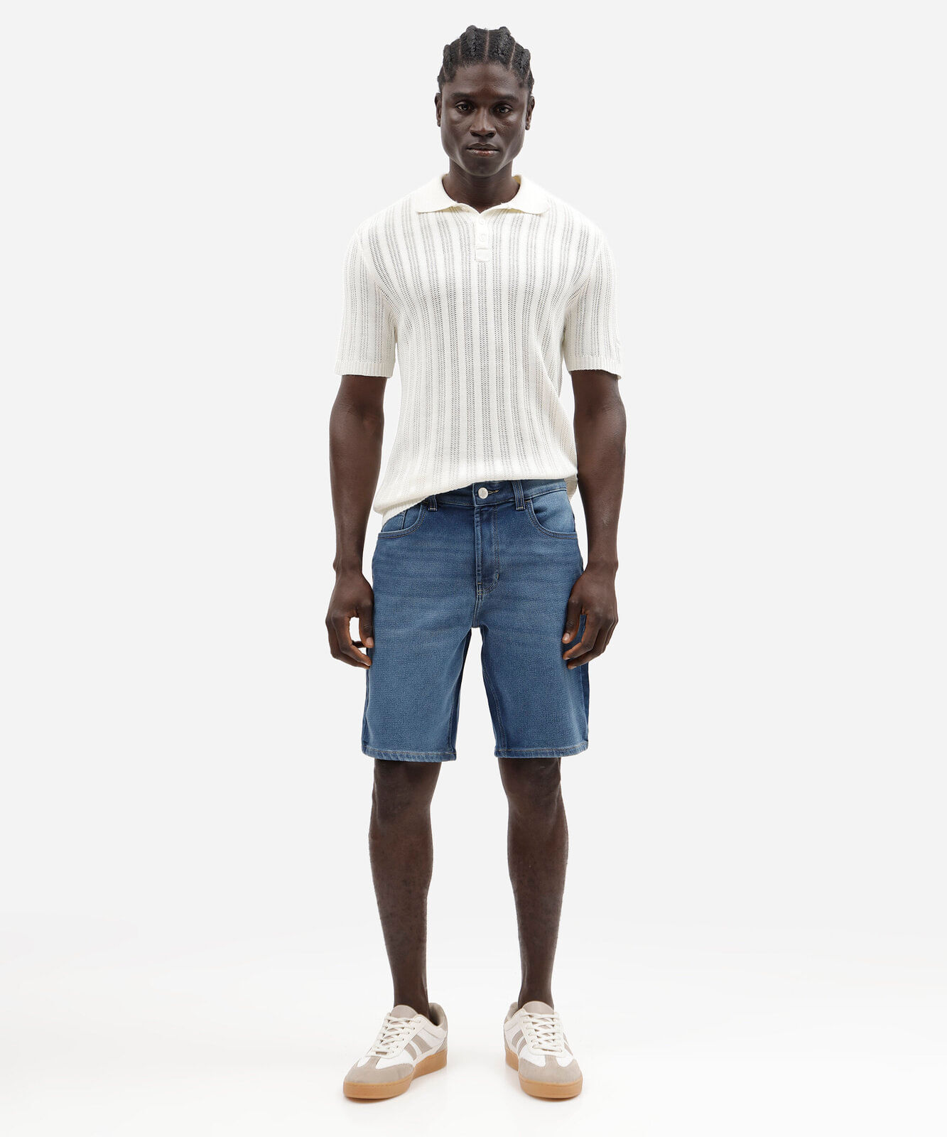 bermuda reta masculina jeans azul