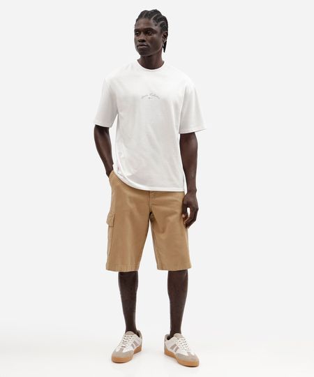 bermuda jorts cargo masculina de sarja bege 38