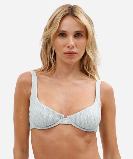 biquíni top balconet feminino texturizado azul P