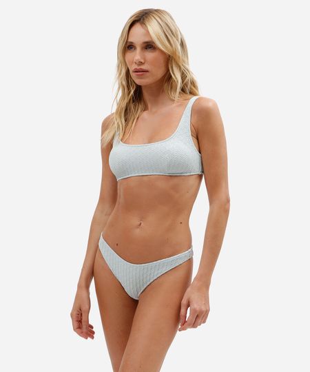 biquíni calcinha asa delta feminino texturizado azul GG