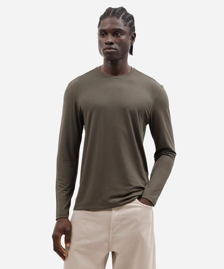 camiseta masculina manga longa slim verde P