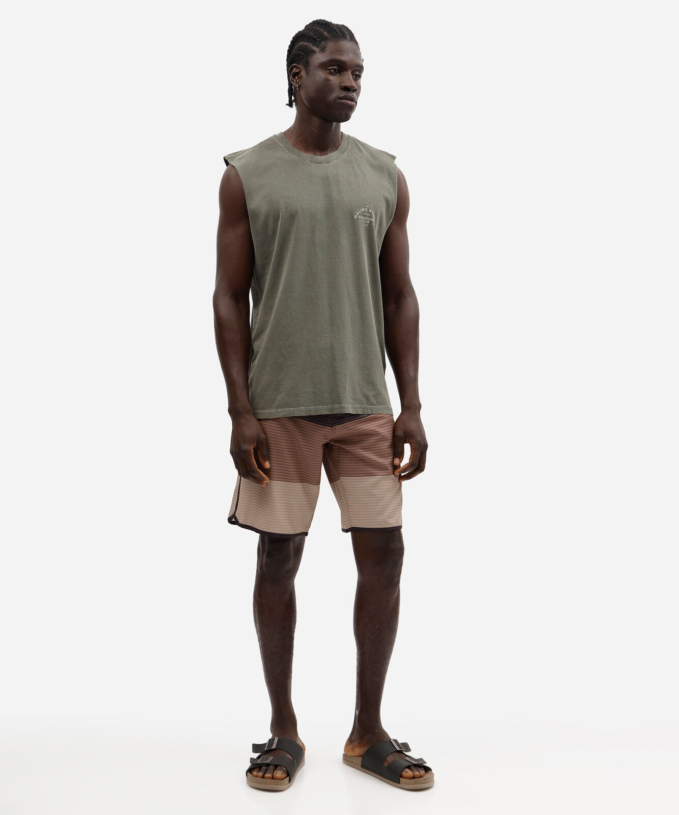 short boardshort masculino listrado marrom