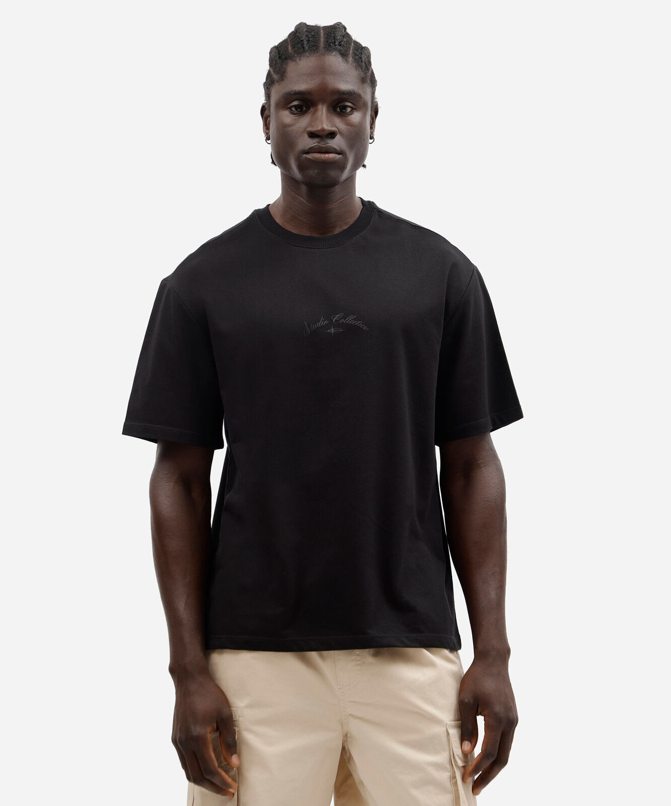 camiseta masculina com algodão manga curta bordada preta