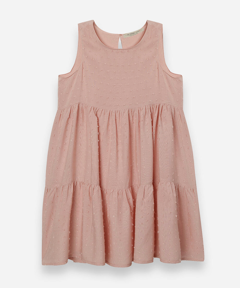 vestido infantil de viscose com recortes rosa