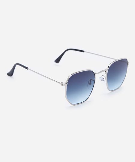 óculos de sol feminino quadrado de metal triton prateado UNICO