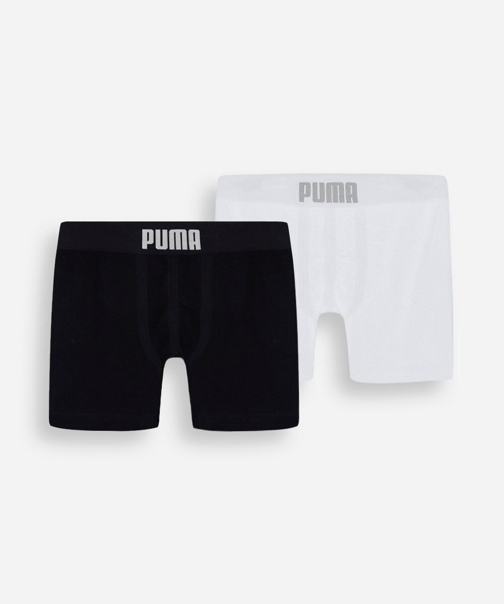 kit de 2 cucas boxer infantil sem costura puma colorido