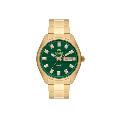 relógio masculino orient automático analógico calendário 469gp076nh e1kx dourado