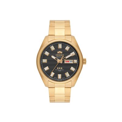 relógio masculino orient automático analógico calendário 469gp076nh g1kx dourado