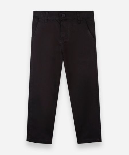 calça slim chino infantil de sarja preta 6