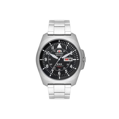 relógio masculino orient automático analógico calendário f49ss019 p2sx prateado