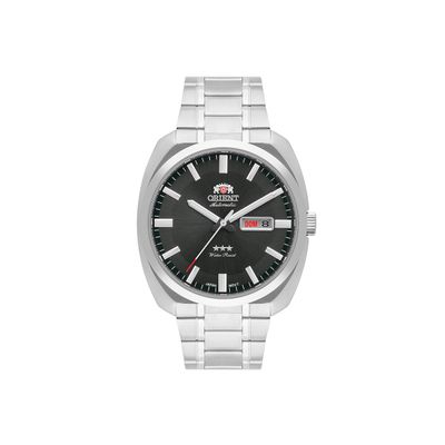 relógio masculino orient automático analógico calendário f49ss021 p1sx prateado