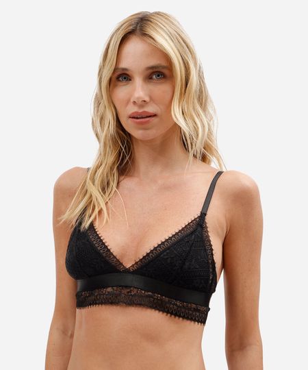 sutiã triângulo feminino com renda preto G