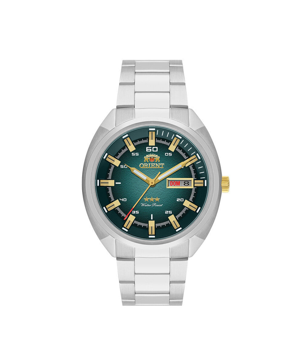 relógio masculino orient automático analógico calendário nh3ss006 e1sx prateado