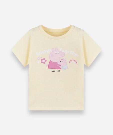 camiseta infantil de algodão manga curta peppa pig amarela 1