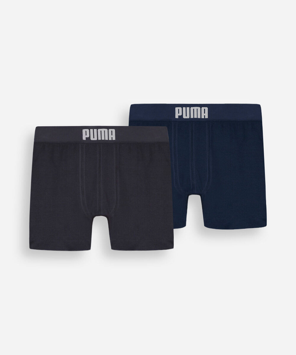 kit de 2 cuecas boxer infantil puma colorido