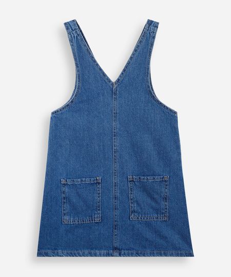 salopete infantil jeans com bolsos azul 10