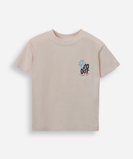 camiseta infantil de algodão manga curta estampada bege 10
