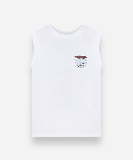 regata infantil de algodão estampada off white 10