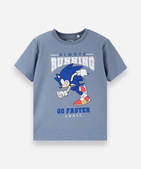 camiseta infantil com algodão manga curta sonic azul 10