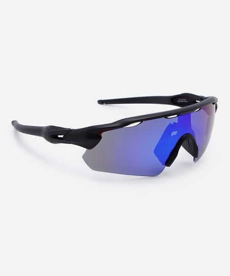 óculos de sol esportivo unissex de acetato preto UNICO