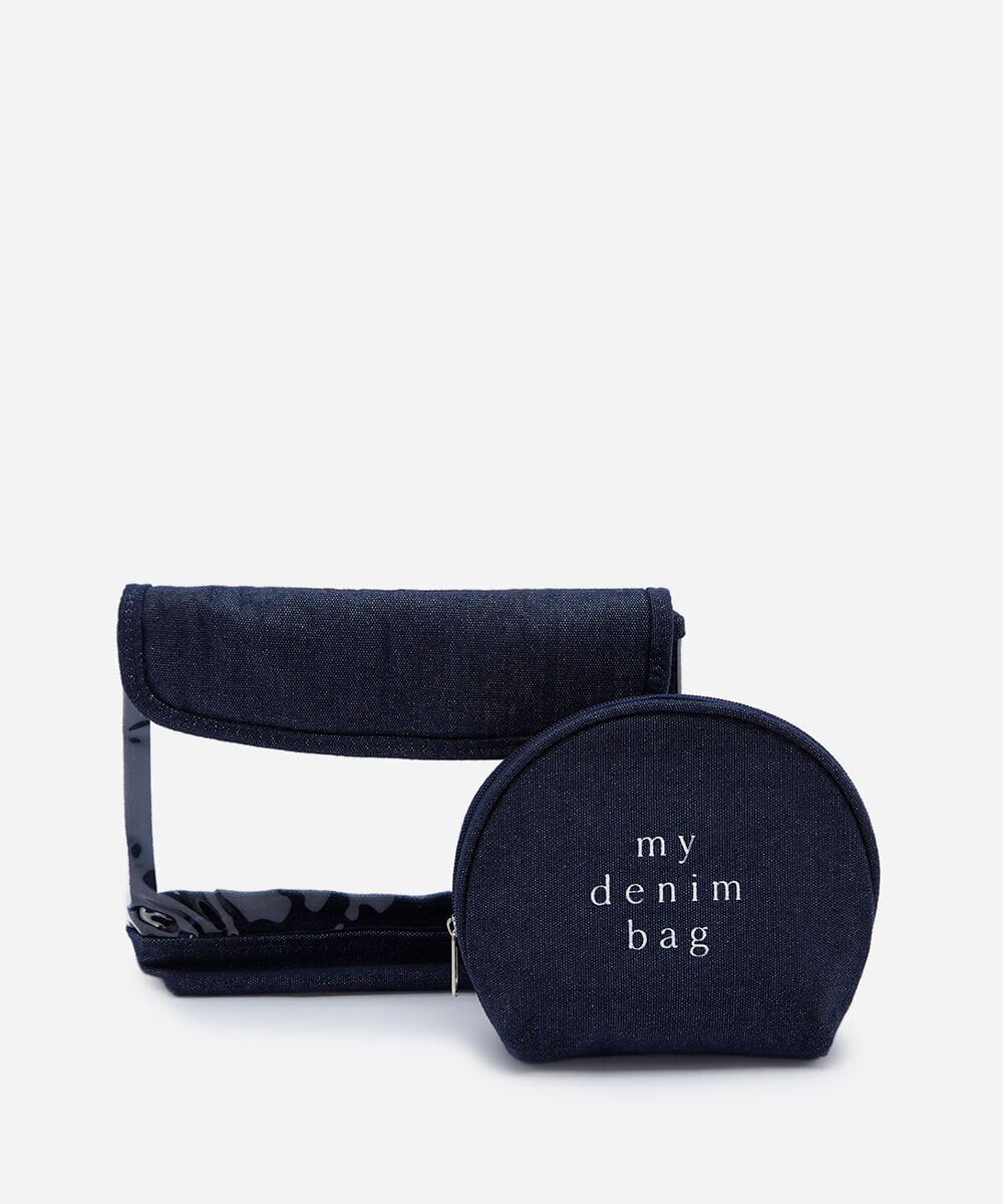 kit de 2 necessaires jeans azul