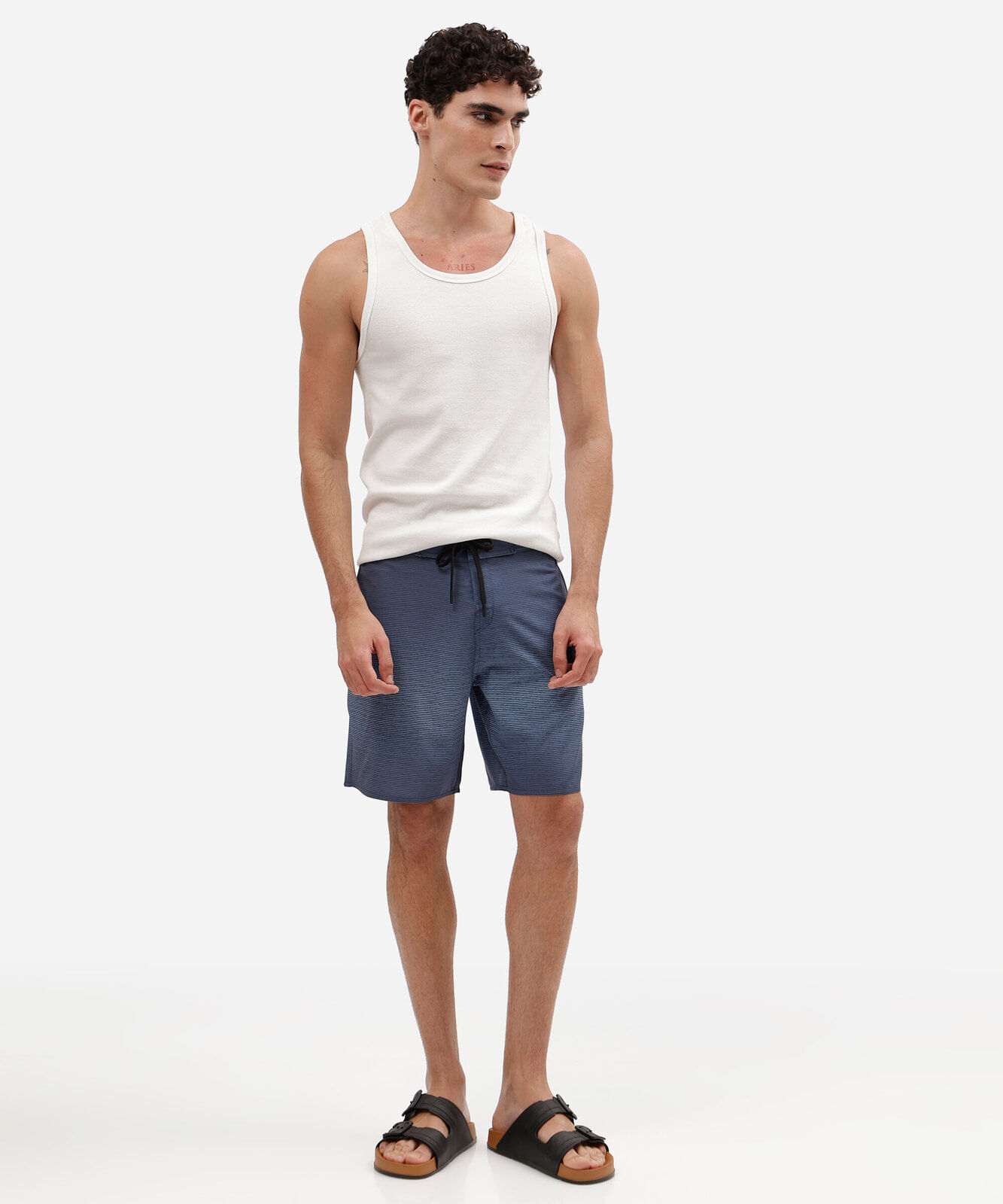 short boardshort masculino degradê listrado azul