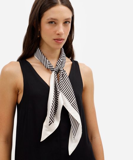 lenço feminino triangular acetinado com estampa geométrica colorido UNICO