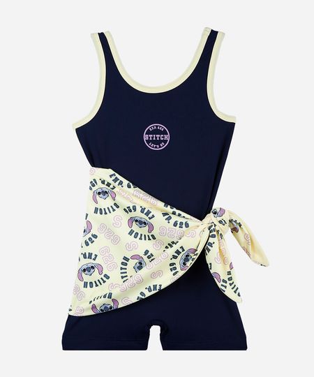 macaquinho de praia infantil com canga stitch azul 12
