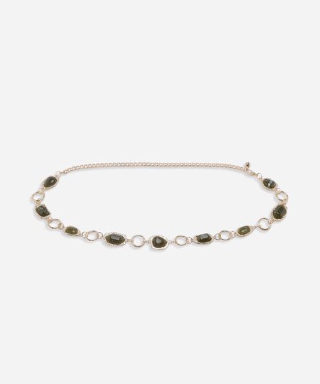 cinto feminino de corrente com pedras verde G