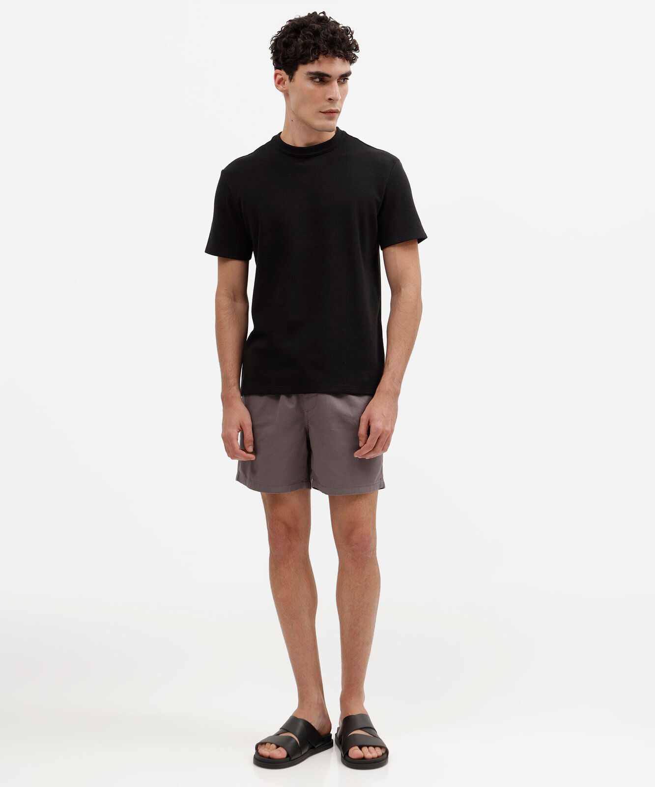 bermuda masculina de algodão com cordão cinza