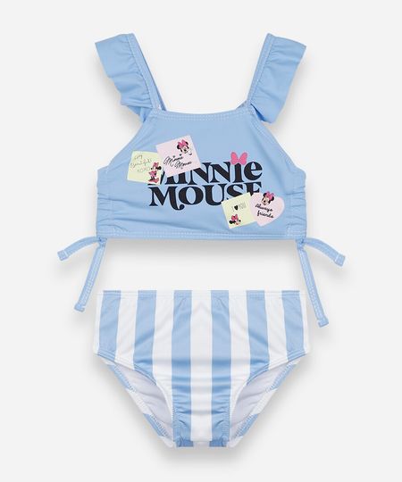 biquíni infantil listrado minnie e proteção uv azul 1