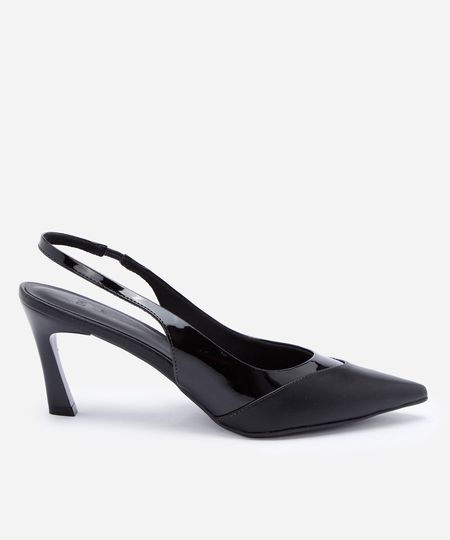 scarpin slingback de bico fino e salto alto preto 34