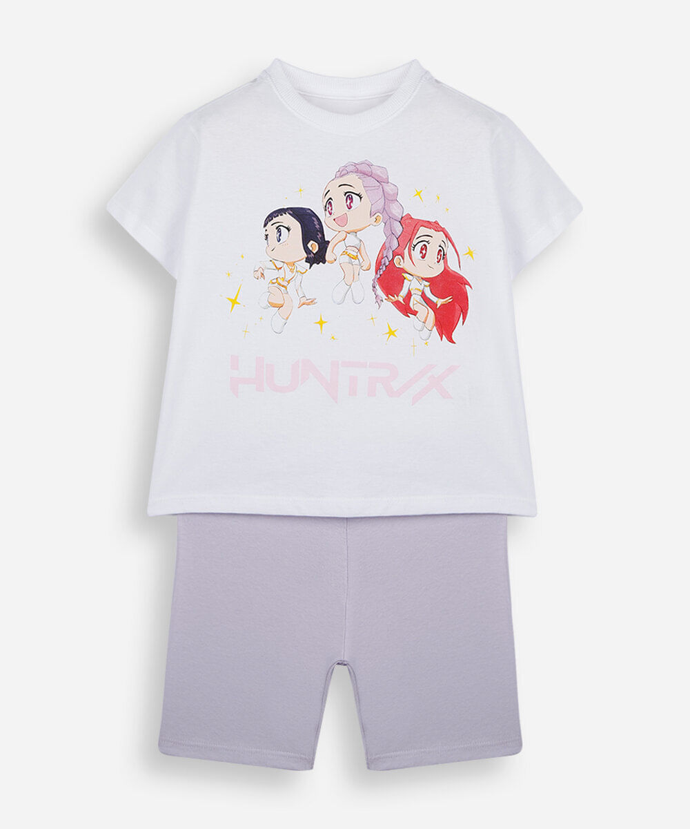 conjunto infantil curto de algodão demon hunters colorido