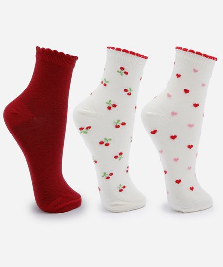 kit feminino de 5 pares de meias cano alto de algodão estampadas colorido 34-39
