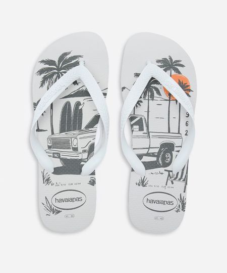 chinelo masculino havaianas top estampado branco 39-40