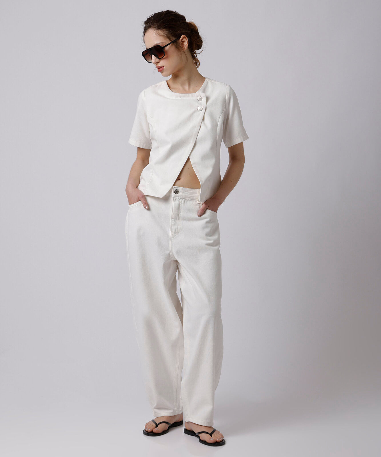 calça balloon madri feminina jeans mindset off white