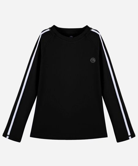 camiseta uv infantil manga longa raglan preta 4