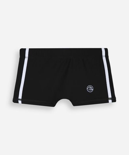 sunga boxer infantil com listras laterais preta 12