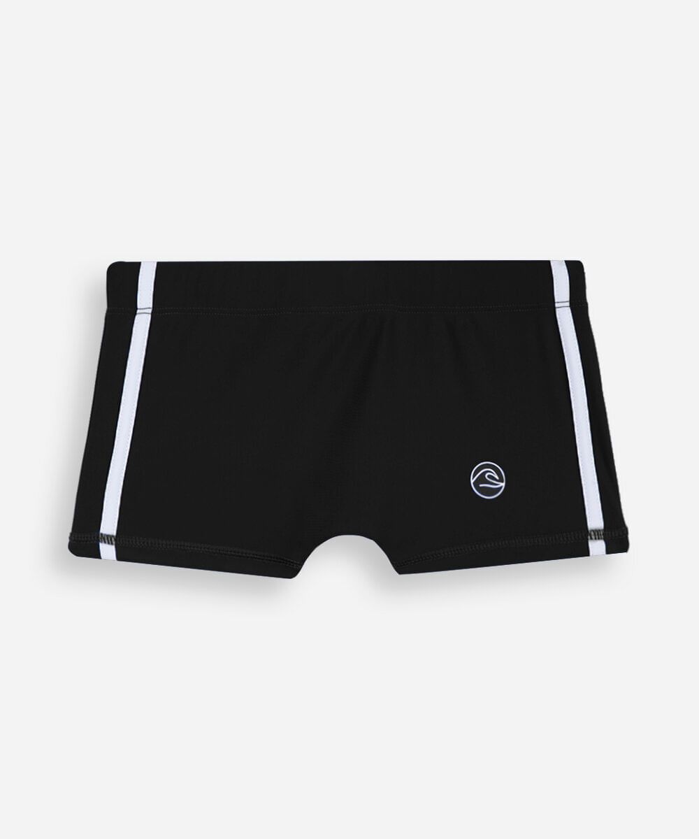 sunga boxer infantil com listras laterais preta