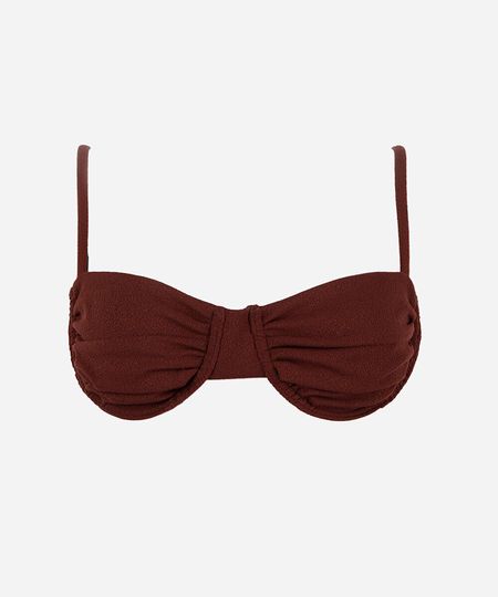biquíni top feminino balconet com aro texturizado marrom M