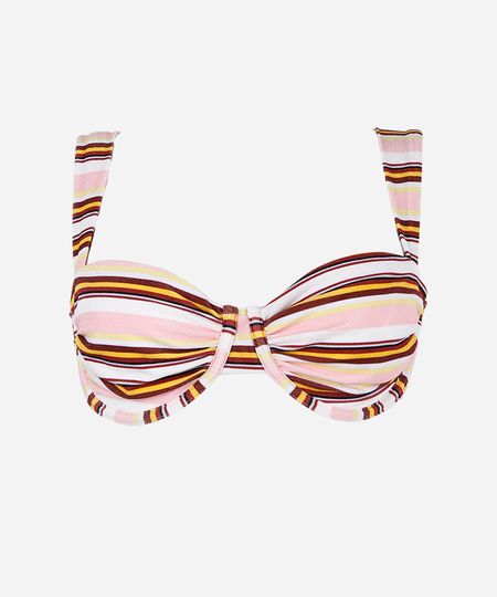 biquíni top balconet feminino listrado texturizado rosa GG