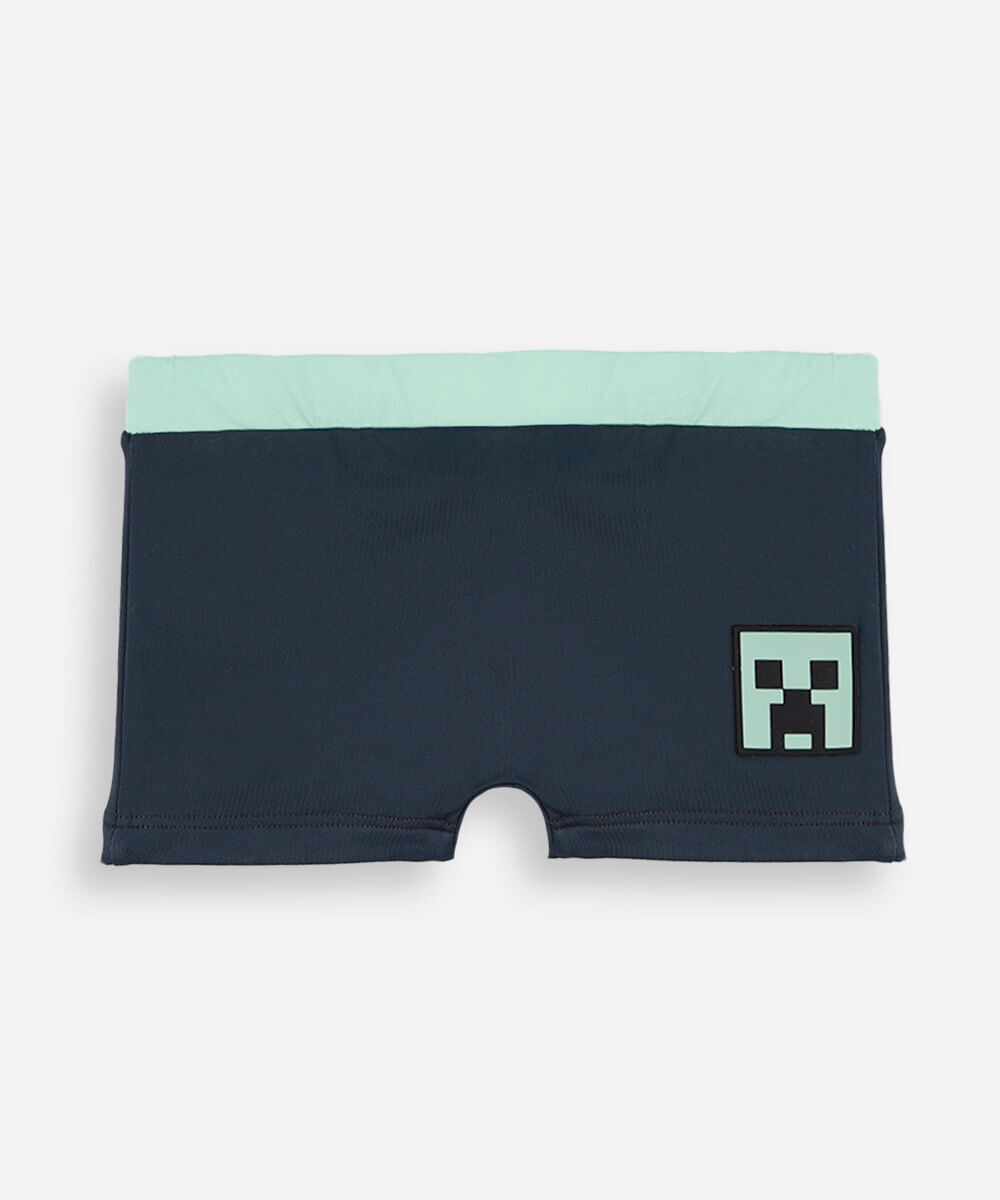 sunga boxer infantil minecraft cinza