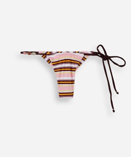 biquíni calcinha tanga feminina listrada texturizada rosa M