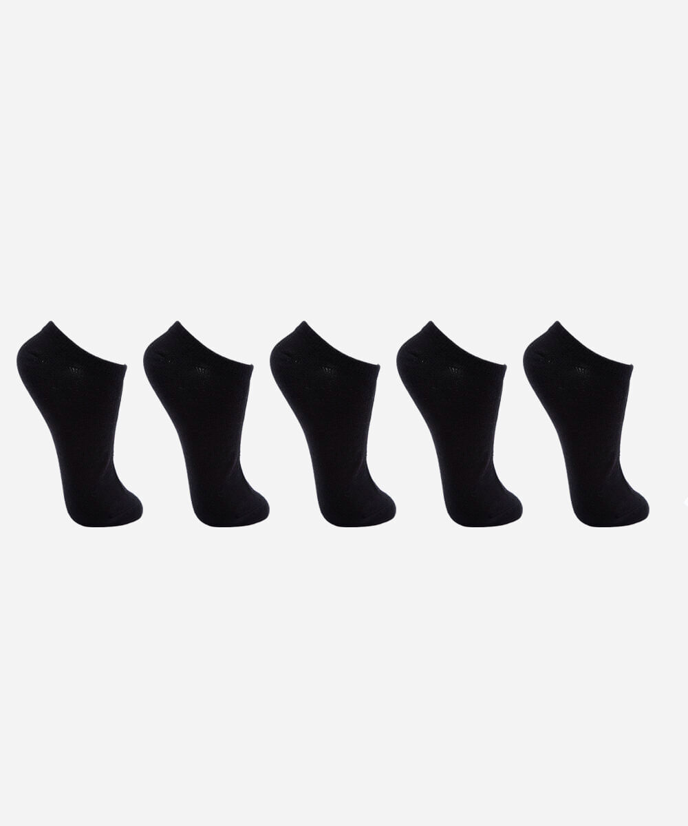kit de 5 meias invisíveis masculinas preto