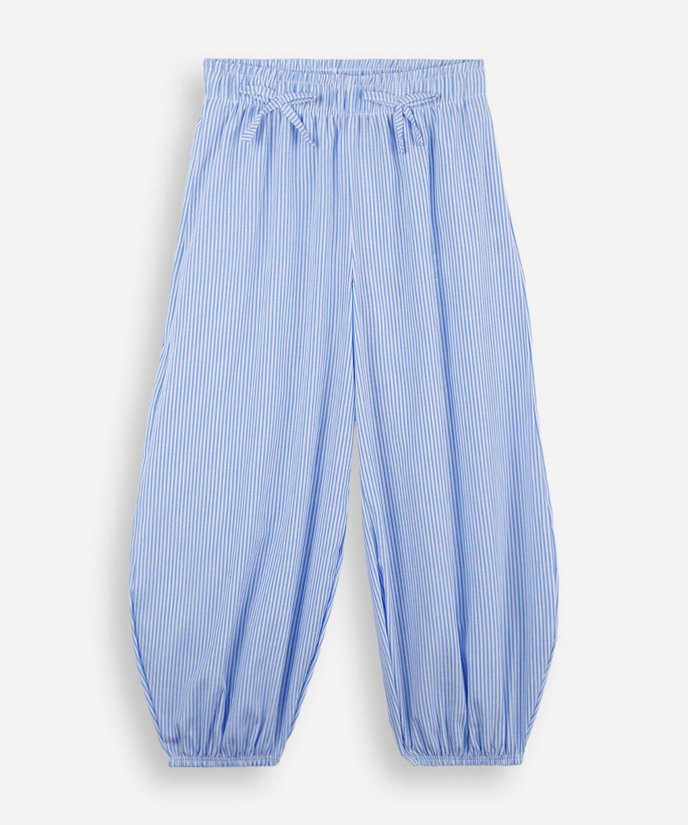 calça aladim infantil com algodão listrada azul