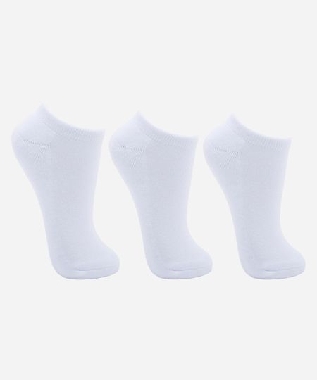 kit de 3 meias cano baixo femininas off white 33-38