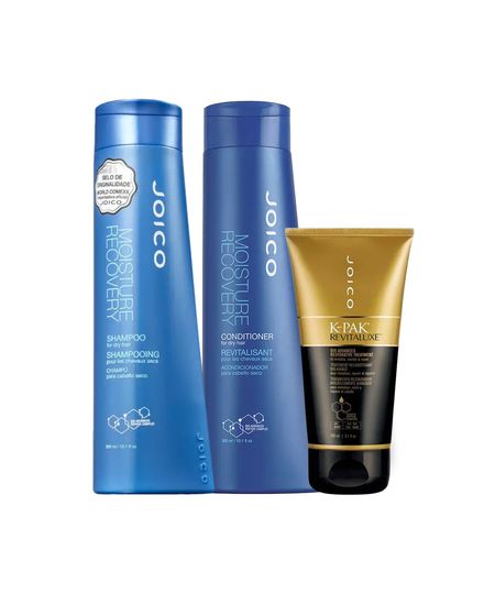 Kit Shampoo Moisture Recovery Dry Hair 300ml + Condicionador Moisture Recovery Dry Hair 300ml + Máscara K Pak Revitaluxe 150ml Joico Menor preço em Kit Shampoo Moisture Recovery Dry Hair 300ml + Condicionador Moisture Recovery Dry Hair 300ml + Máscara K Pak Revitaluxe 150ml Joico